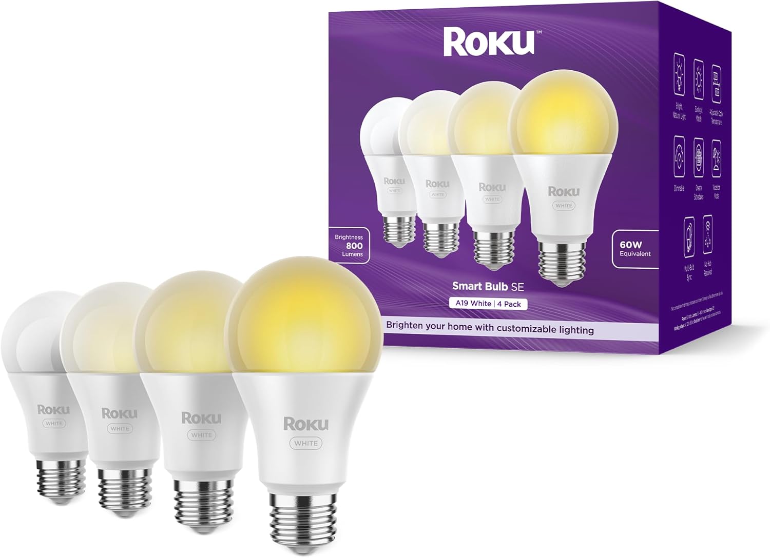 Roku Smart Light Bulbs (White, 4-Pack)
