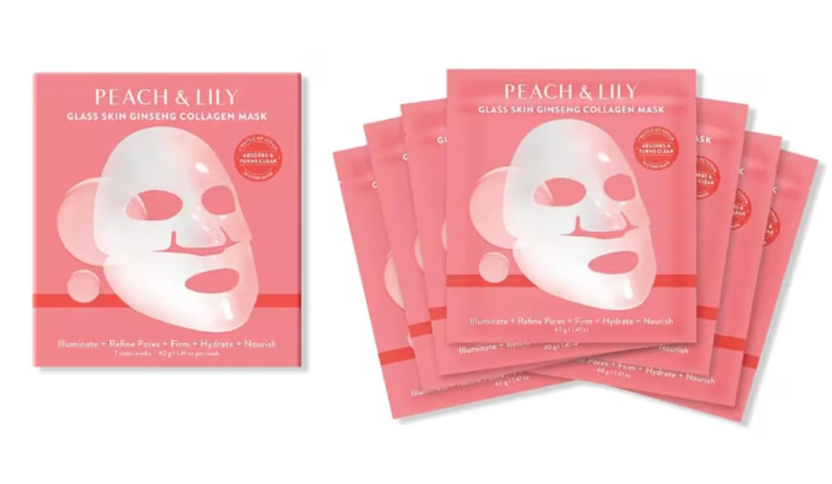 Peach & Lily Glass Skin Ginseng Collagen Mask Pack of 7