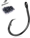 FishTrip 25pcs Circle Hooks Saltwater, in-Line 5X Strong Fishing Hooks for Saltwater & Freshwater, Live Bait Non-Offset Wide Gap Fish Hook for Catfish, Striped, Bass, Salmon, Mackerel, Tuna