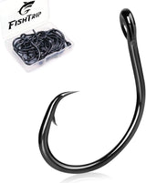 FishTrip 25pcs Circle Hooks Saltwater, in-Line 5X Strong Fishing Hooks for Saltwater & Freshwater, Live Bait Non-Offset Wide Gap Fish Hook for Catfish, Striped, Bass, Salmon, Mackerel, Tuna