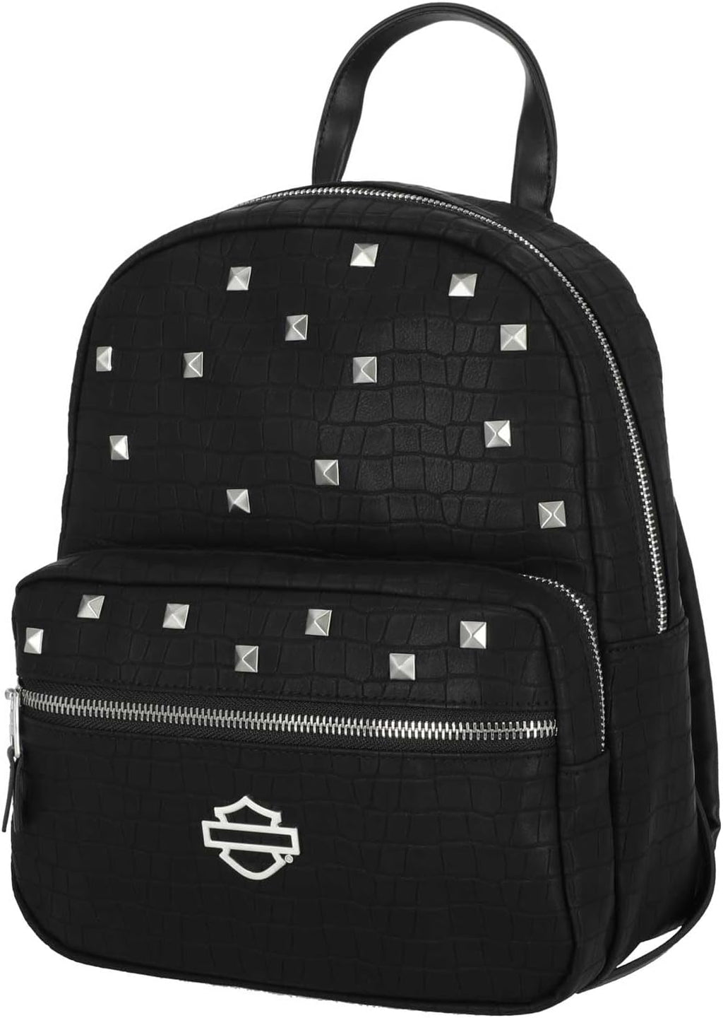Harley-Davidson Women's Croco Embossed Stud Bar & Shield Backpack - Black - Item # MHW203/08