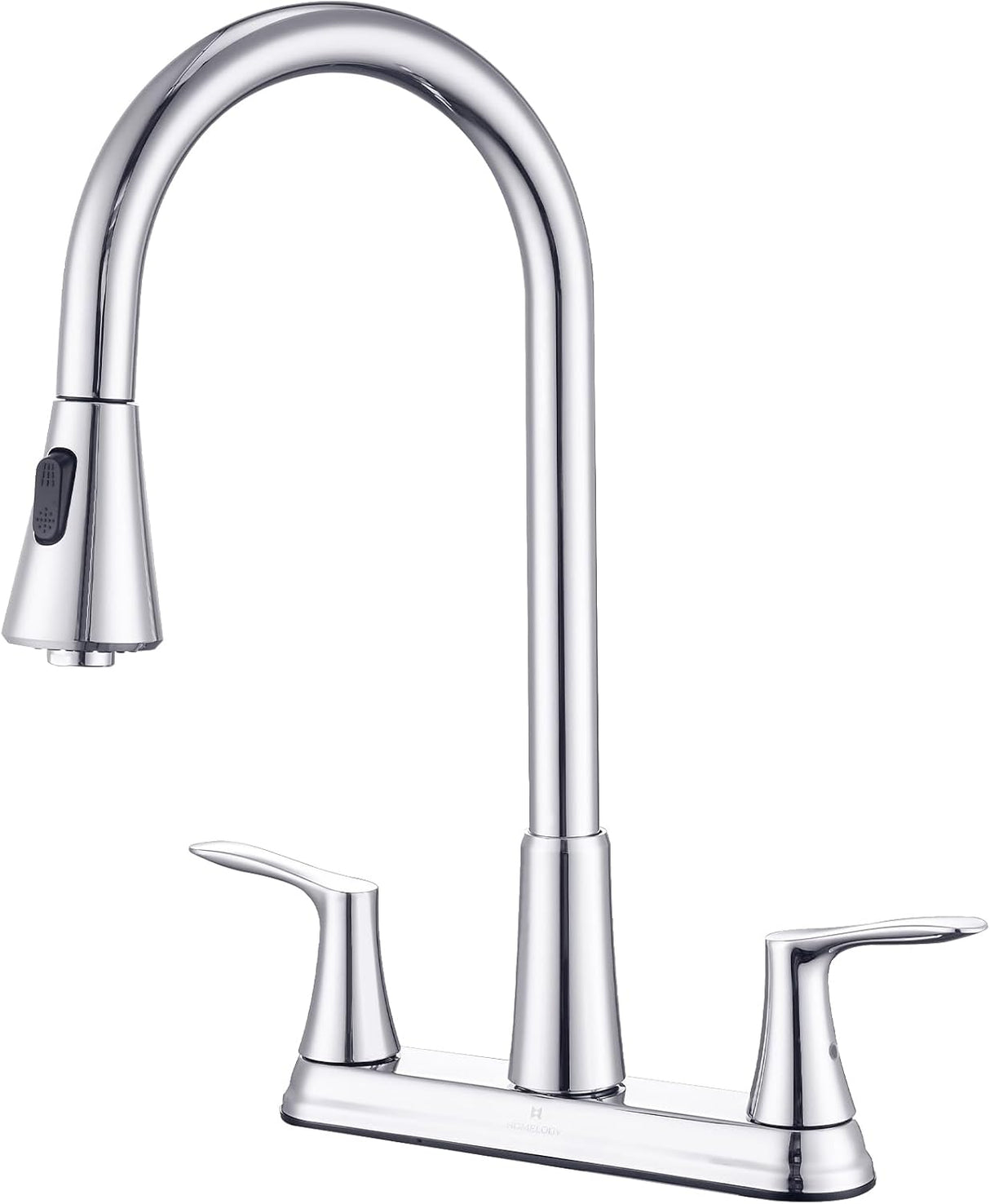 HOMELODY 2 Handles Kitchen Faucet with Pull Down Sprayer for 3 Hole Sink, 8 inch 360° Rotating Spout Center set Kitchen Sink Faucet with Water Lines Brushed Nickel    NEW