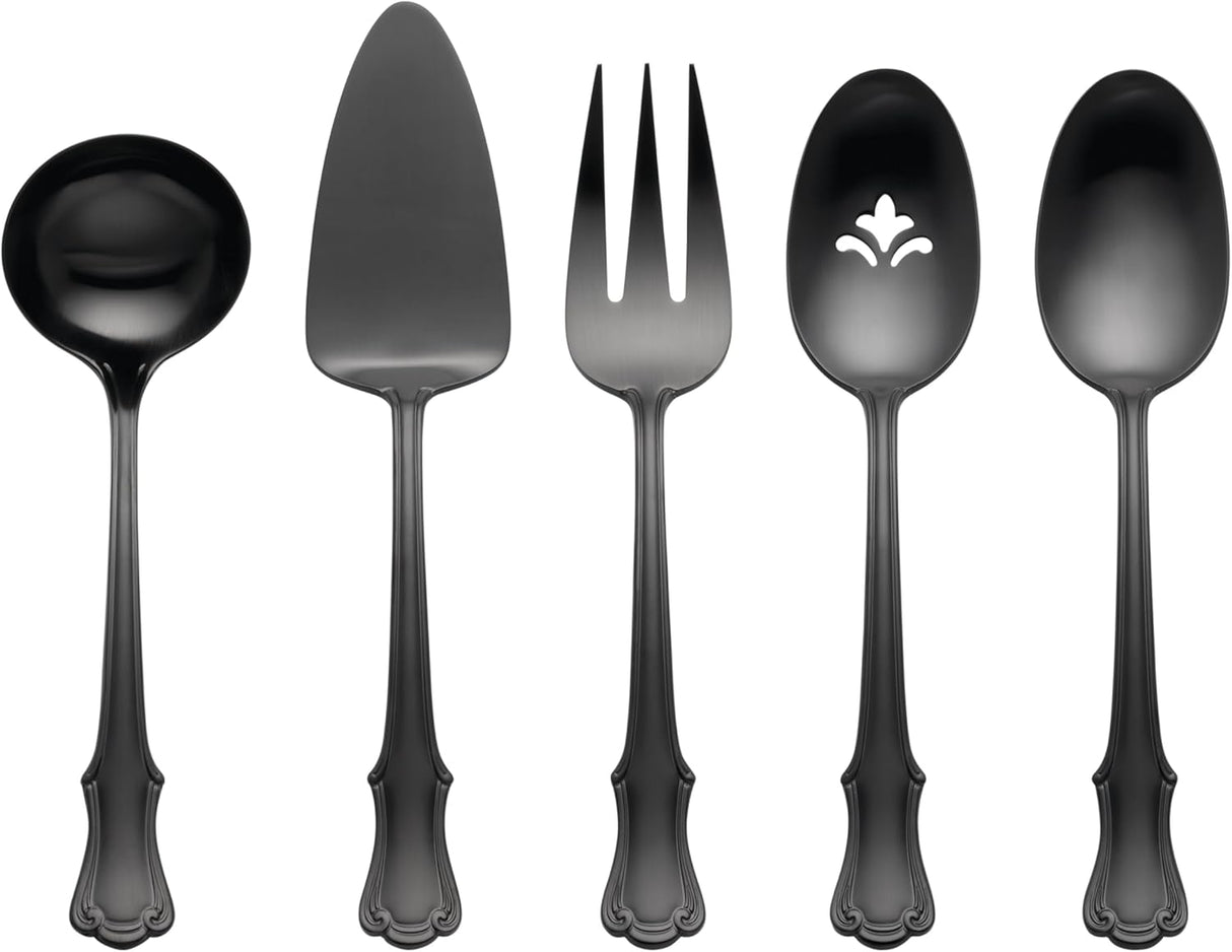 Oneida James Street Satin Black 5 Piece Hostess Set