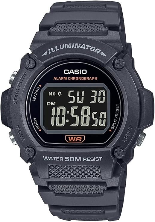 Casio Quartz Fitness Watch with Resin Strap, Gray, 25.5 (Model: W-219H-8BVCF) (NEW, OPEN BOX)