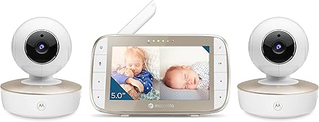 Motorola Nursery VM50G HD Wireless 2-Camera Video Baby Monitor, 5" Screen, 1000ft Range, 2-Way Audio, Pan/Tilt/Zoom, Split Screen, Night Vision