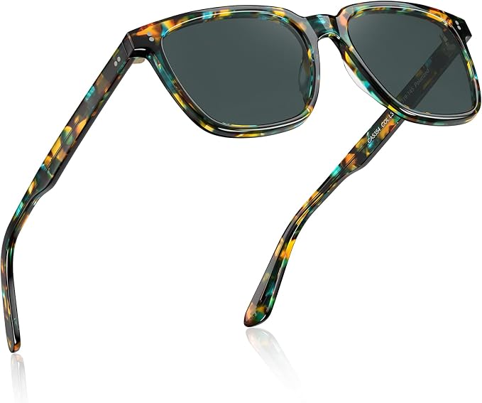 CARFIA Acetate Polarized Sunglasses for Men UV400 Protection Classic Retro Square Shades Driving Glasses