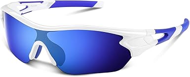 BEACOOL Polarized Sports Sunglasses for Men Women Youth (OPEN BOX) WHITE/BLUE