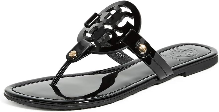 Tory Burch Women's Miller Patent Thong Sandal, Perfect Black Patent, 8 Medium US