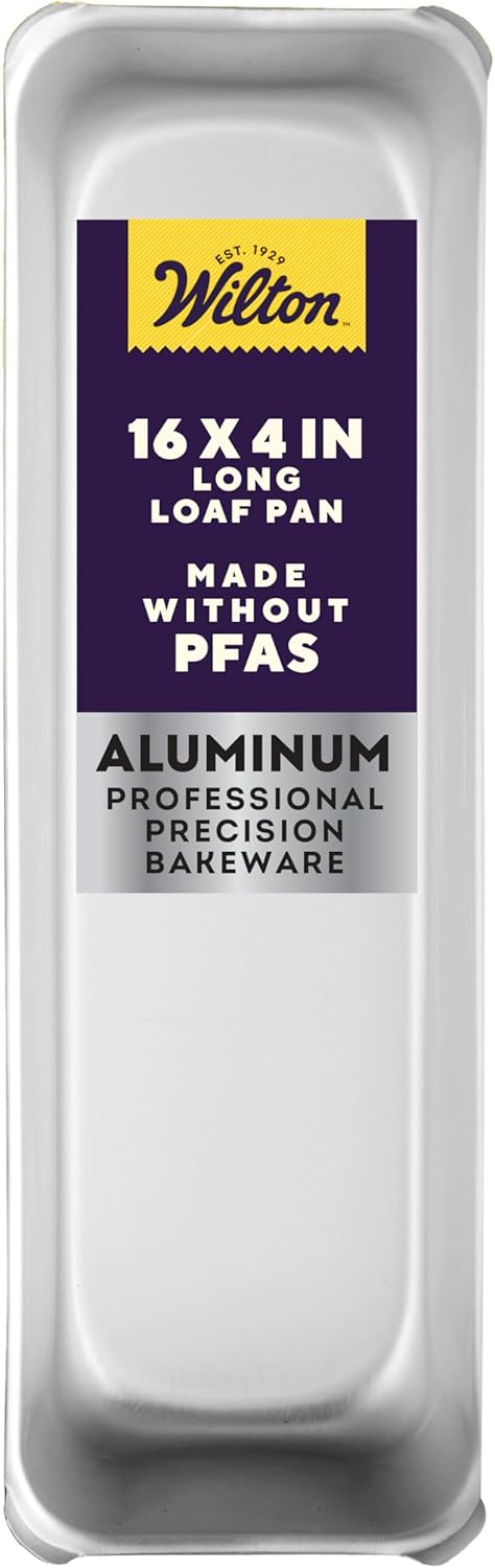 Wilton Long Aluminum Loaf Pan, Oversized Bakeware for Pound Cakes & More, Durable, Even Heating, Rust-Resistant, Professional Quality, 16 x 14 in