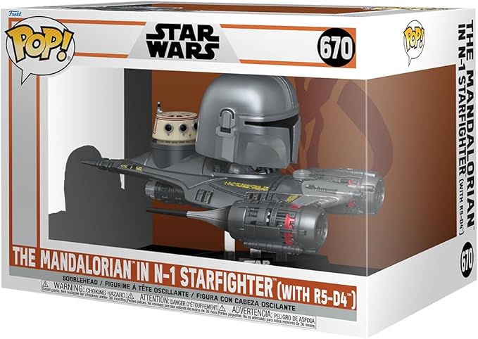 Funko Pop! Ride Super Deluxe: The Mandalorian in N-1 Starfighter with R5-D4 (New, Open Box) *Damaged Box*