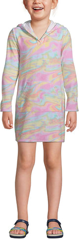 Lands' End G Terry Kangaroo Cover Up Wild Blossom Multi Swirl Kids X-Large  (14-16)
