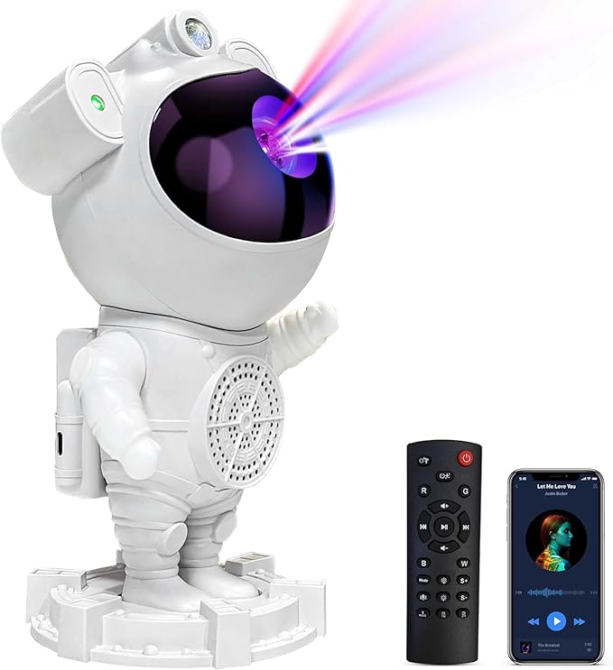 Astronaut Galaxy Projector - Star Projector, Bluetooth Speaker, White Noise, Star and Moon Galaxy Lights for Bedroom with Timer and Remote, Nebula Night Light 360° Adjustable, Starry Galaxy Projector