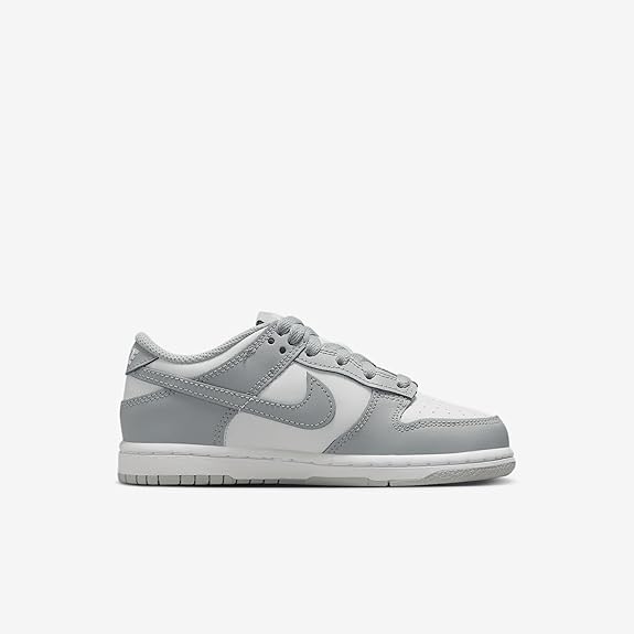 Nike Dunk Low Little Kids' Shoes - White/LT Smoke Grey - Size: 11.5 C
