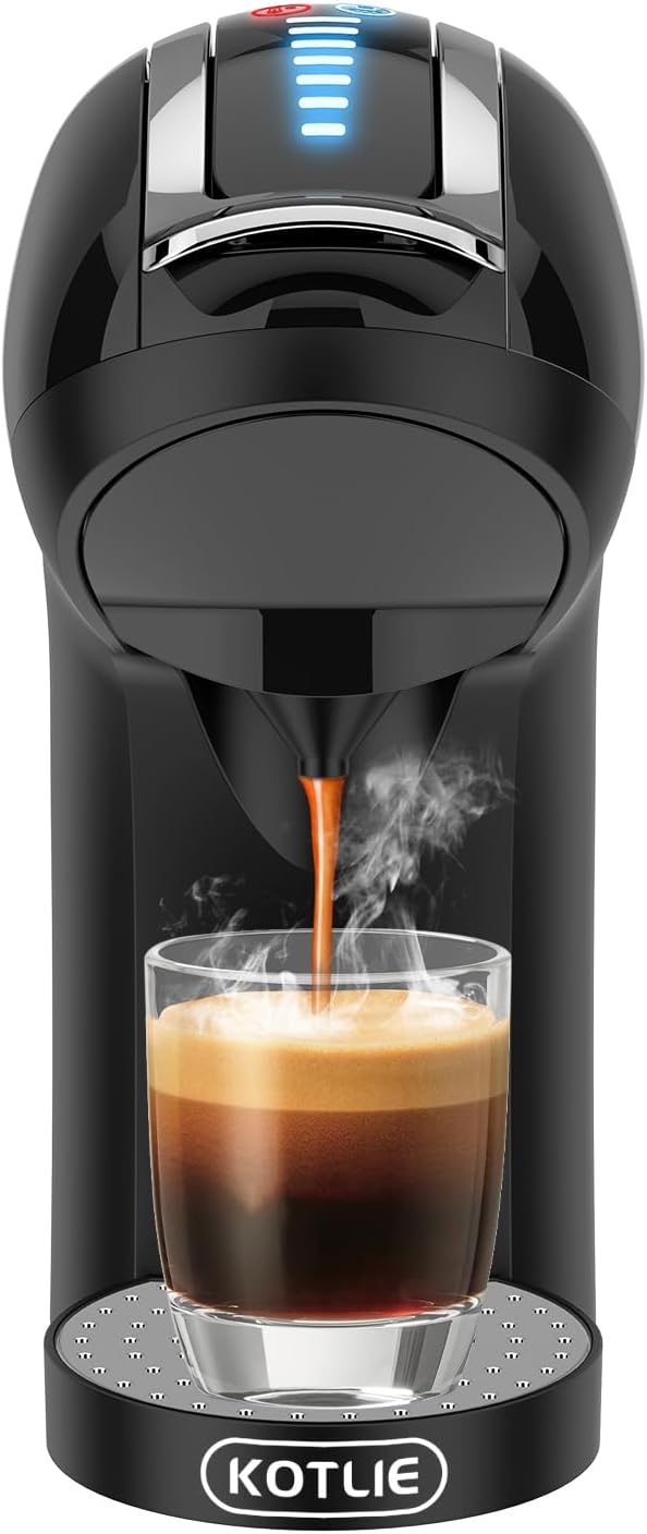 KOTLIE 5in1 19Bar Multicapsule Espresso Coffee Machine, Cold&Hot Brewing Single-Coffee Maker, Cappuccino&Latte Maker for Kcup/Dolce Gusto/Nespresso Original/GroundCoffee/44mm ESE EM-308A/Black