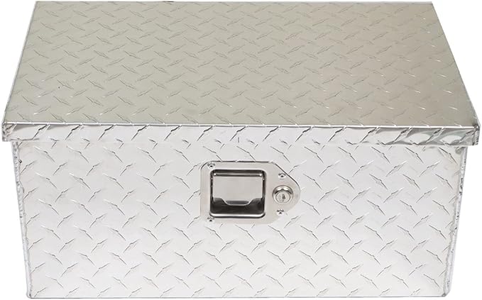 LABLT 20 Inch Aluminum Diamond Plate Tool Box Organizer Silver With Lock Key
