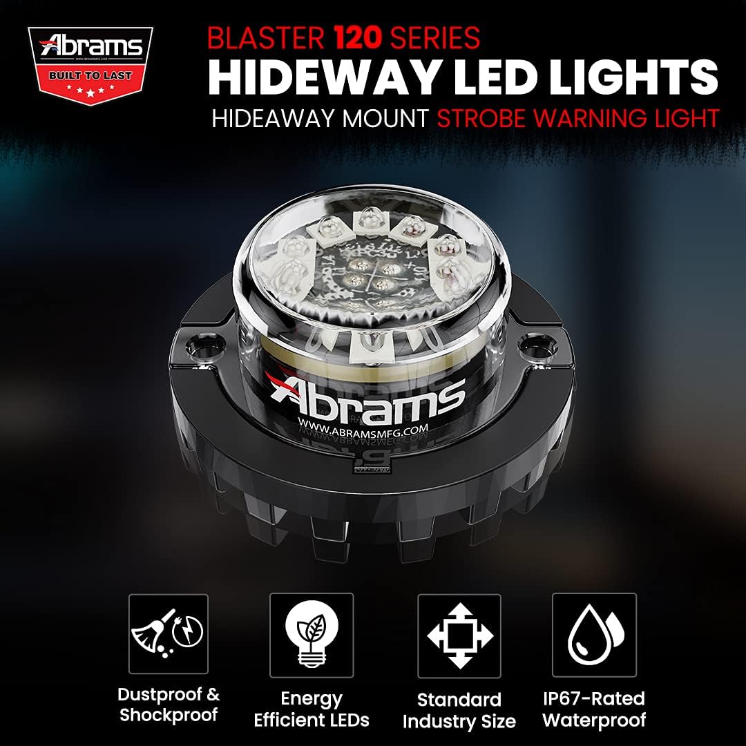 Abrams SAE Class-1 Blaster 120 (Red/Blue) 36W - 12 LED Police Vehicle Truck LED Hideaway Surface Mount Strobe Warning Light