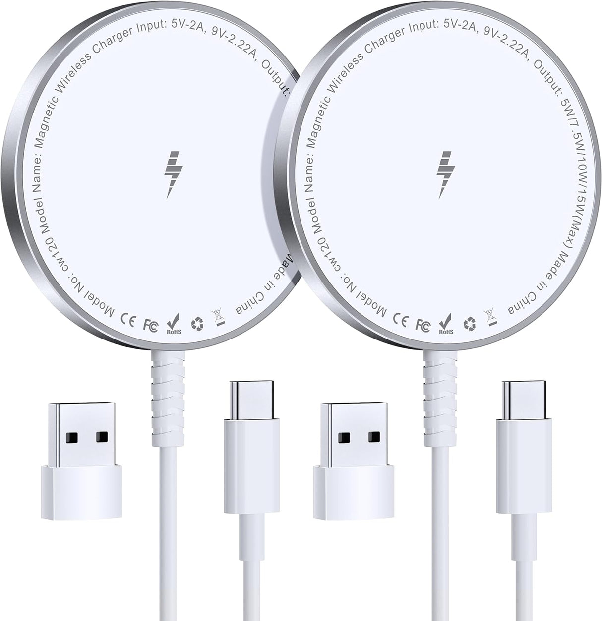 2 Pack Magnetic Wireless Charger for iPhone 15/15 Pro/15 Plus/15 Pro Max 15W Fast Magnetic Charger for iPhone 15/14/13/12 Series and AirPods 3/2/Pro 2/Pro MODEL Z8 (Open Box)