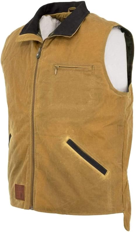OUTBACK TRADING Men's 2143 Sawbuck Waterproof Breathable Full-Zip Cotton Oilskin Western Vest