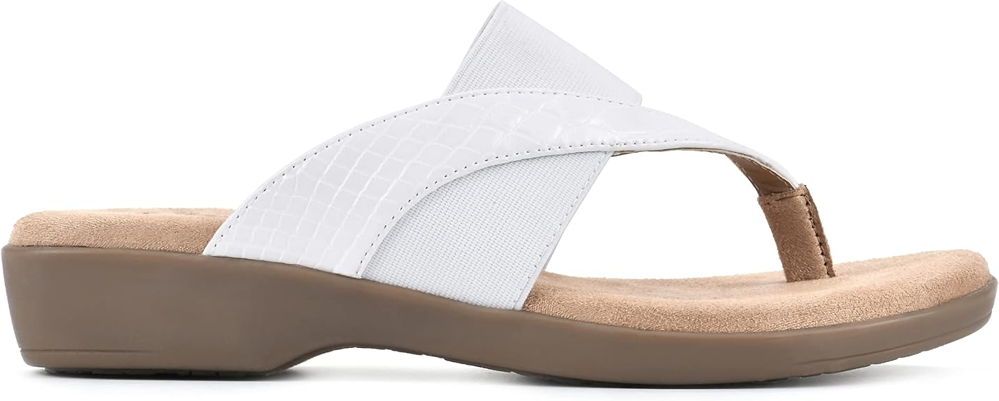 CLIFFS by WHITE MOUNTAIN Women's Bumble Thong Sandal - White/Snake/Patent - 11