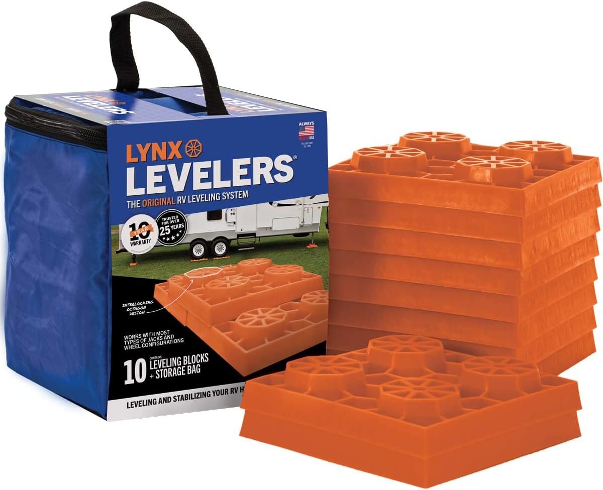 Tri-Lynx Lynx Levelers RV/Trailer/Motorhome Interlocking Leveling Blocks with Nylon Storage - 10 pack Bag