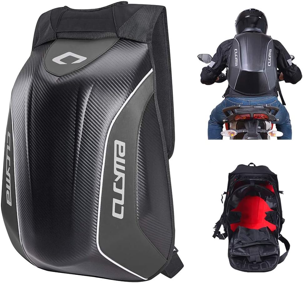 Waterproof Motorcycle Backpack With Reflective Strip Helmet Storage Stealth Holder Carbon Fiber Hard Shell Large Capacity Motocross Racing Riding Turtle Bag Expanded Capacity thickened version  New