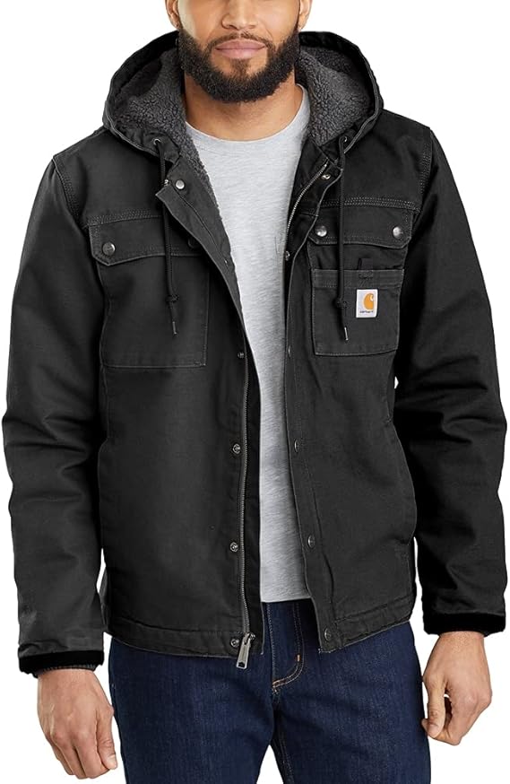 Carhartt Relaxed Fit Washed Duck Sherpa-lined Jacket Work Utility Outerwear, Black -Men's Large US (NEW)