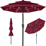 Best Choice Products - 3-Tier Patio Umbrella w/ Tilt Adjustment, Crank - 10ft - Burgundy