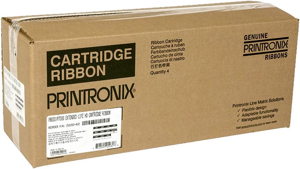 Printronix - 255048402 Ribbon, Black, Extended Life, 4/Pk