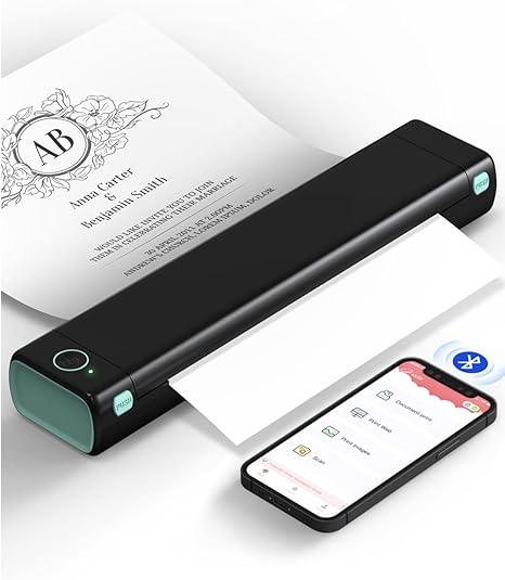 Phomemo M08F Portable Printers Wireless for Travel, Thermal Printer Support 8.5" X 11" US Letter Thermal Paper, Bluetooth Inkless Printer Compatible with iOS, Android, Laptop for Travel, Office, Home