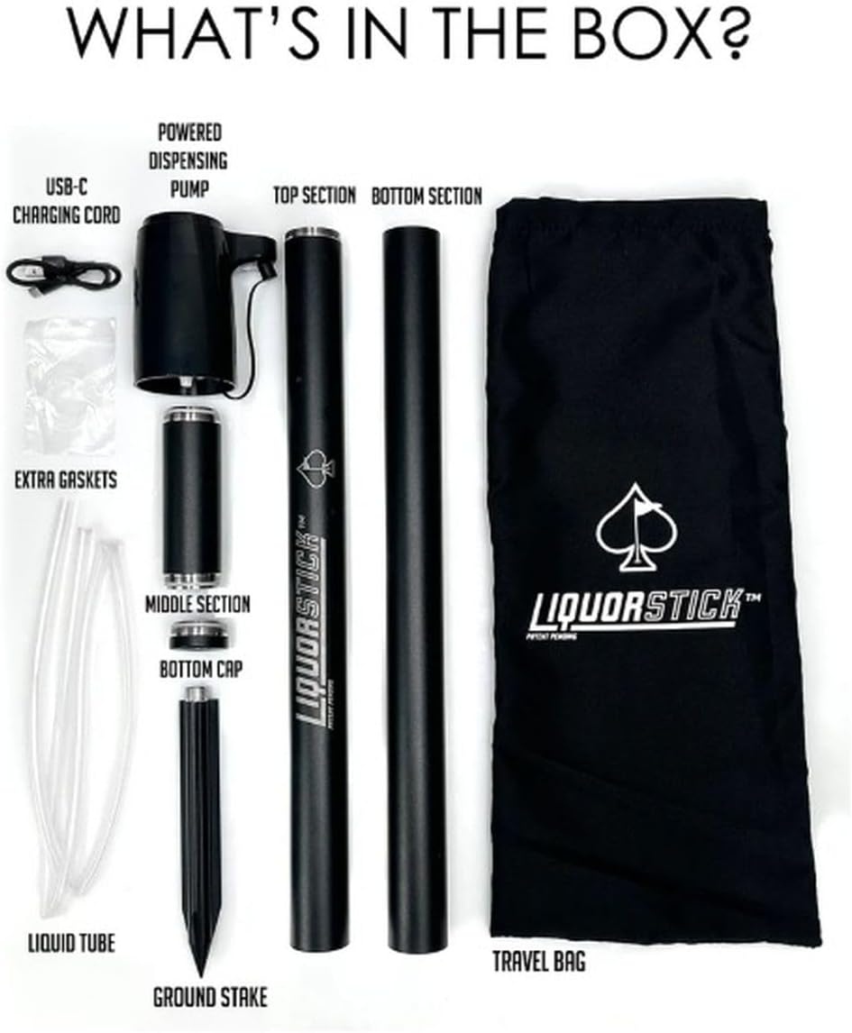 Pins & Aces Golf LiquorStick - Stainless Steel, Rechargeable Electric Drink Dispenser - Holds Up to 750ml