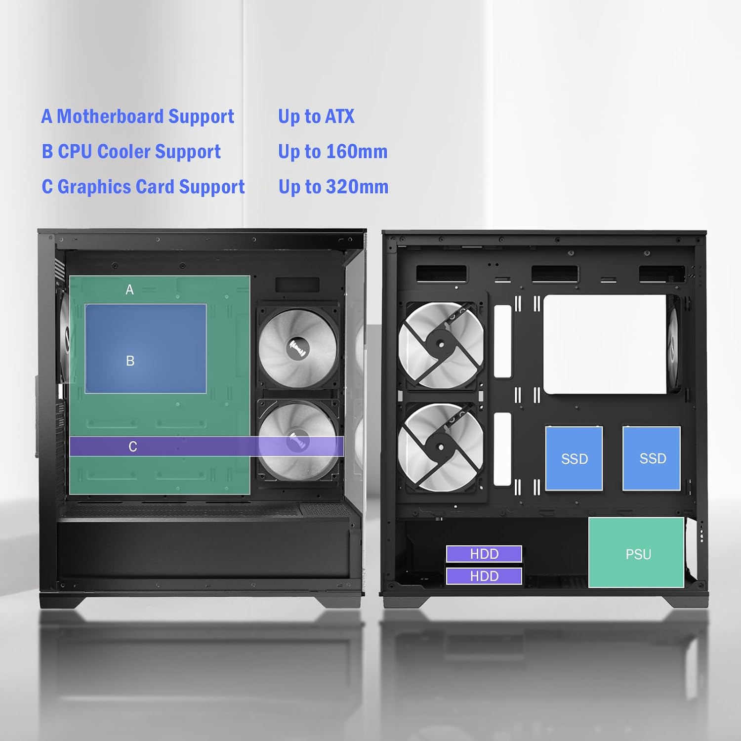 Raidmax i801 Tempered Glass Aqua View Case - i801TBF