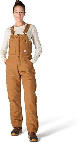 Carhartt Women's Loose Fit Washed Duck Insulated Biberall - Large