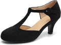 Liuruijia Women's Black Suede T-Strap Mary Jane Shoes - Size: 8.5