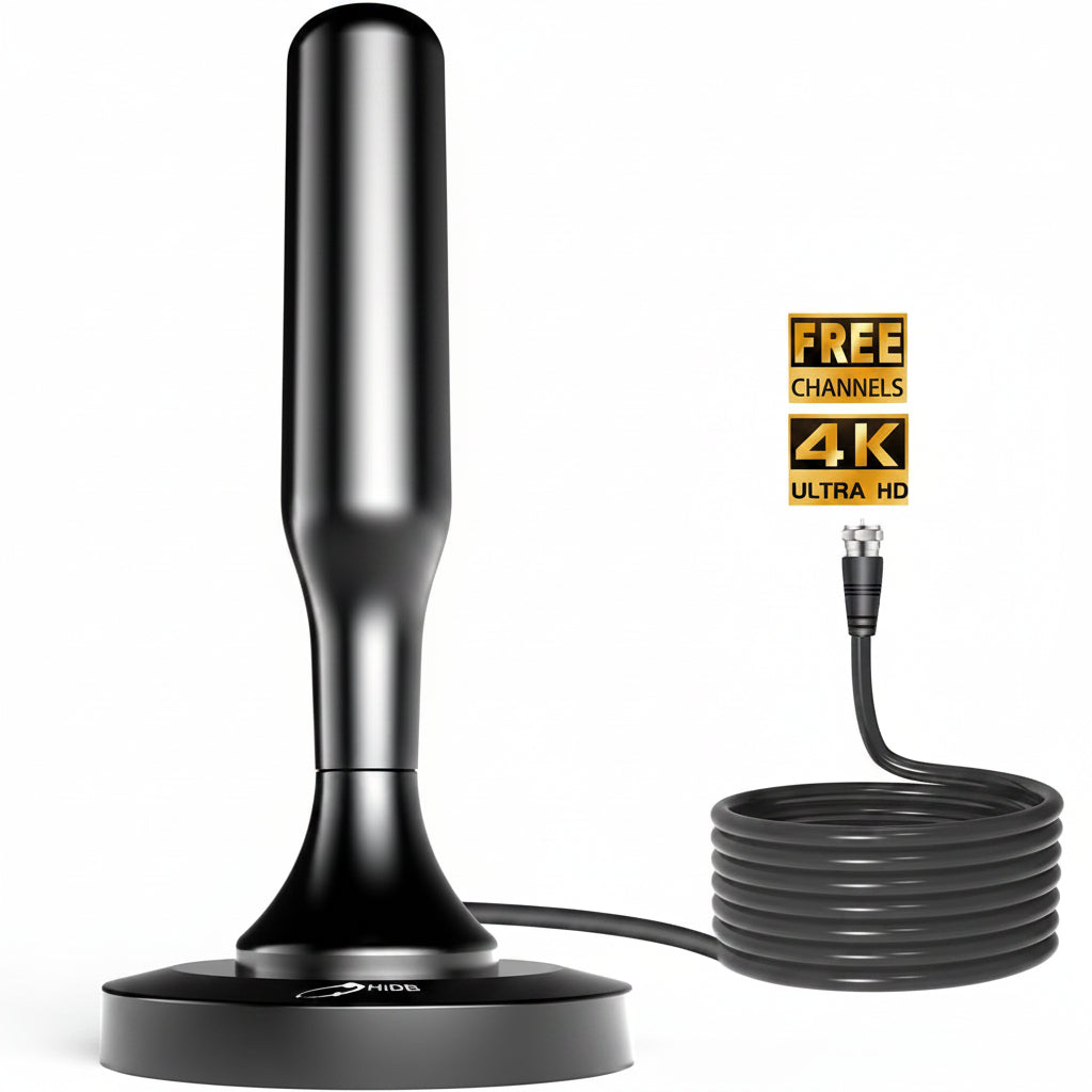 HiDB Digital HDTV Antenna 360° Reception Strong Magnetic Base