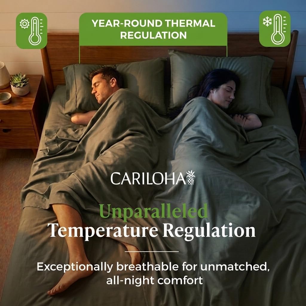 Cariloha Retreat Sheet Set - Bamboo Lyocell - Oasis Green - Split King