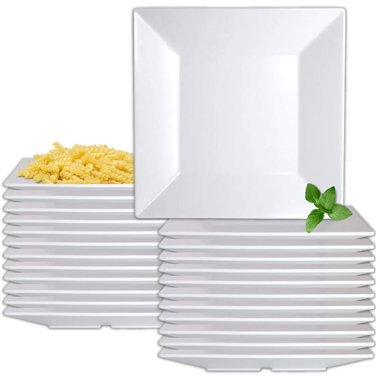 Creations Melamine Dinner Plates, Steelite Heavy Duty Unbreakable Commercial Foodservice Restaurant Grade, Polar White 10" Square, Tapered Slanted Classic Contemporary Indoor Outdoor Use, Set of 24 (NEW, OPEN BOX) .