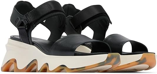 9.5 Sorel Women's Kinetic Impact Y Strap High Sandals Color: Black/Chalk
