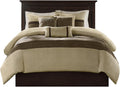 Madison Park Faux Suede Queen Comforter Set with Bed Skirt, Natural, 7pc