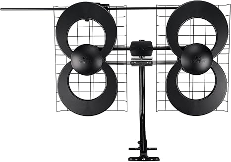 Antennas Direct ClearStream 4V Indoor Outdoor TV Antenna, UHF VHF, Multi-Directional, 70+ Mile Range, 4K 8K UHD, NEXTGEN TV â€“ w/ 20-inch Mast (Black)