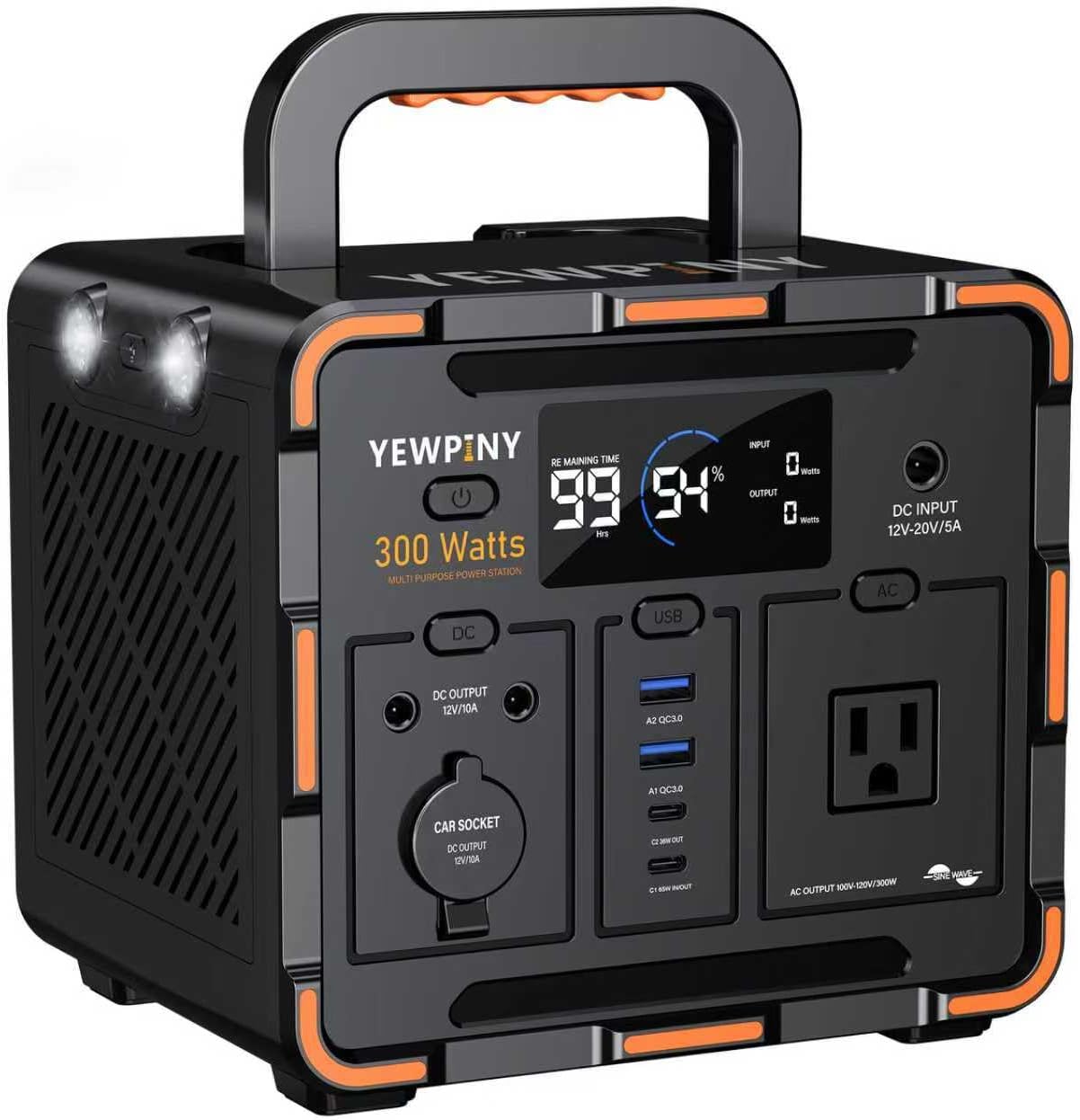 300W Portable Power Station, Solar Generator 259Wh, 70,000mAh LiFePO4 Battery with 65W USB-C PD&Pure Sine Wave AC, Solar Charging for Camping,Home Backup,Emergency Power(SOS Light & LCD Display)