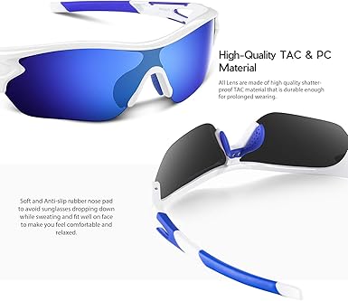 BEACOOL Polarized Sports Sunglasses for Men Women Youth (OPEN BOX) WHITE/BLUE