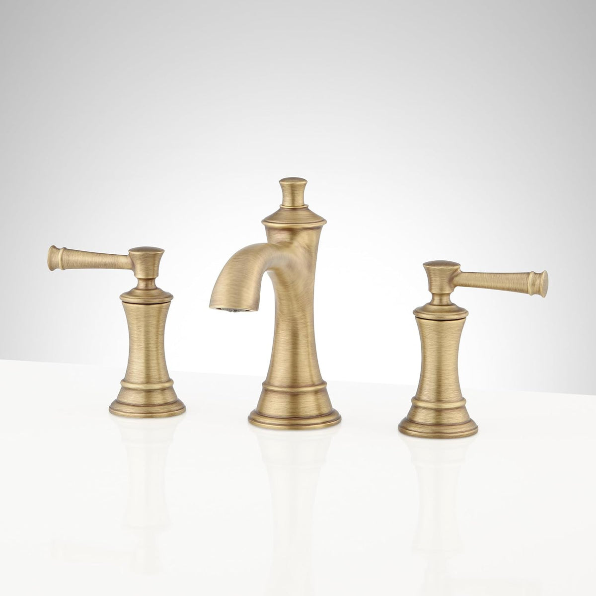 Signature Hardware Beasley Widespread Bathroom Faucet with Pop-Up Drain Assembly - Aged Brass