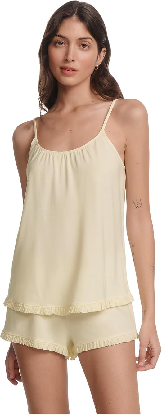 Gisele TENCEL™ Modal Ruffle Cami & Shortie Short Set by Eberjey - Buttercream - Large