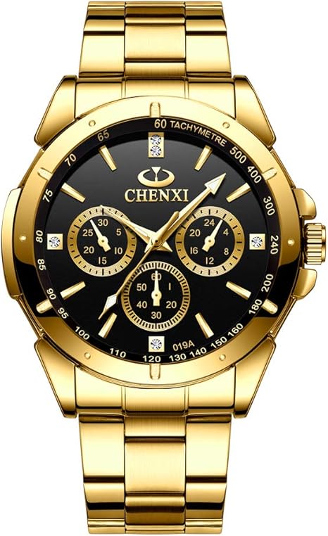 CHENXI Gold Wrist Watch Men Watches Top Brand Luxury Fashion Golden Quartz Wristwatch (OPEN BOX)