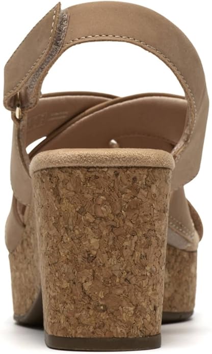 CLARKS Women's Nerisa Grace Wedge Sandal - Sand Nubuck - 9W