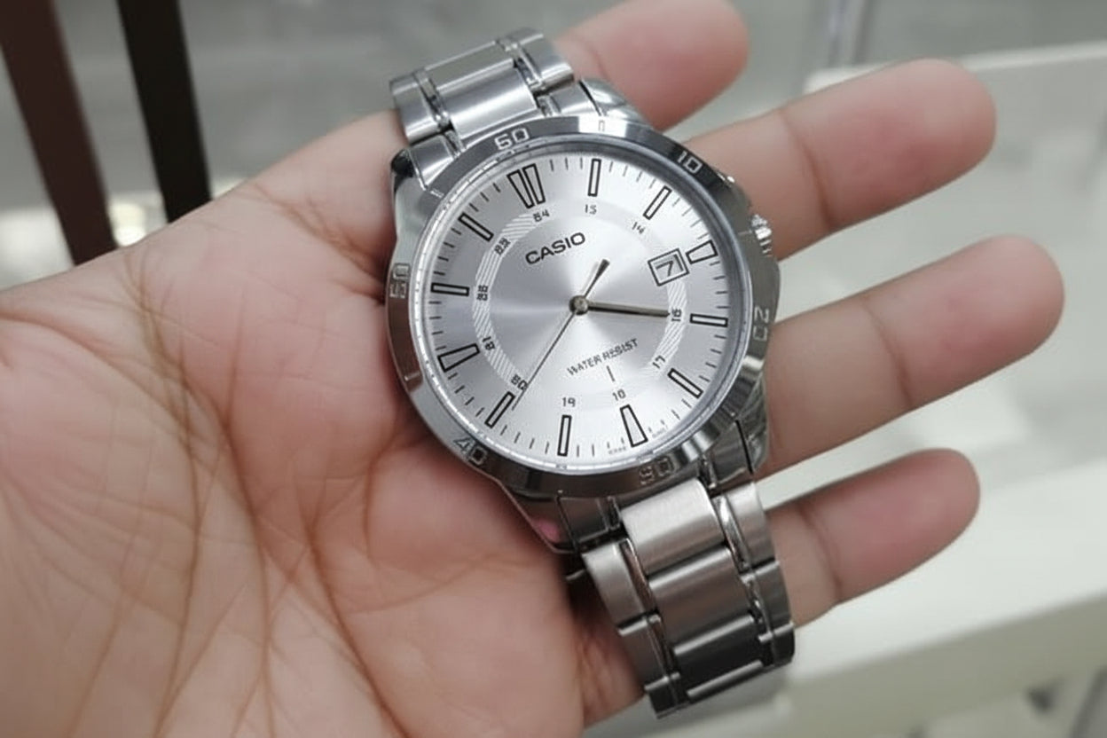 CASIO Men’s Silver Dial Stainless Steel Bracelet Watch - Analog