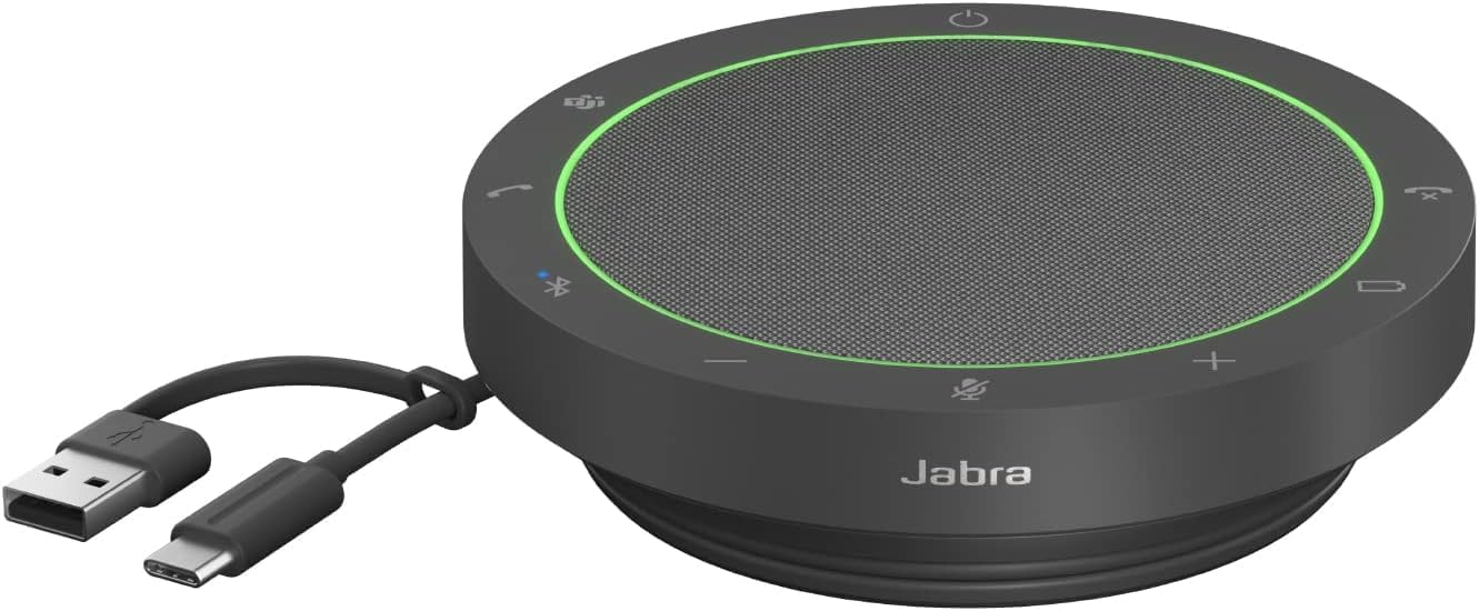 Jabra Speak2 55 Wireless Bluetooth Speakerphone - Portable Speaker with 4 Noise-Cancelling Mics, 50mm Full-Range Speakers & Wideband Audio