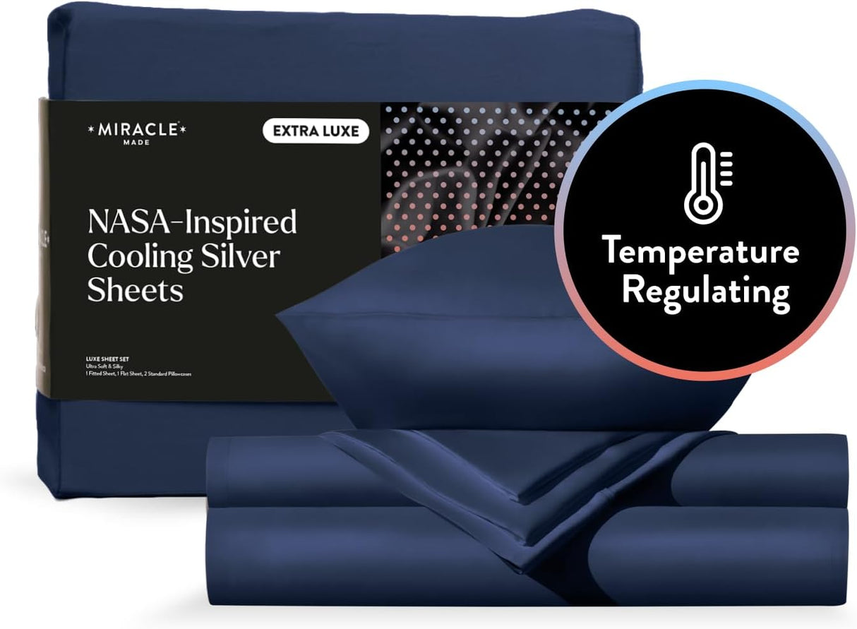 Miracle Made Temp-Regulating and Self-Cleaning Sheets - Navy - King