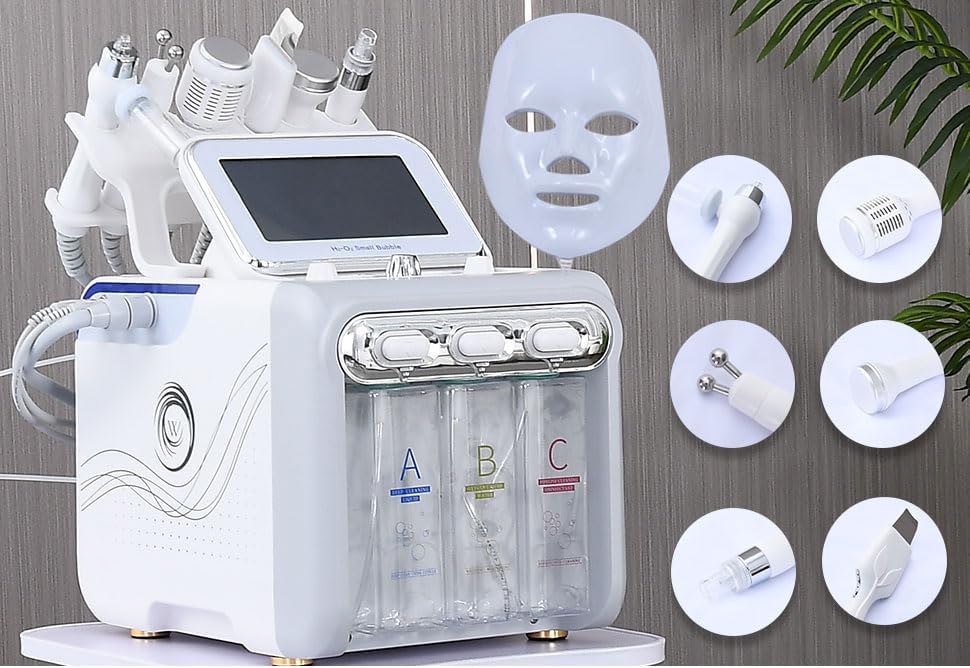 Hydrogen Oxygen 7 in1 Facial Care Machine with Serums 400ml AS1 SA2 AO3, Peeling Solution Salon, for Salon SPA Home Use