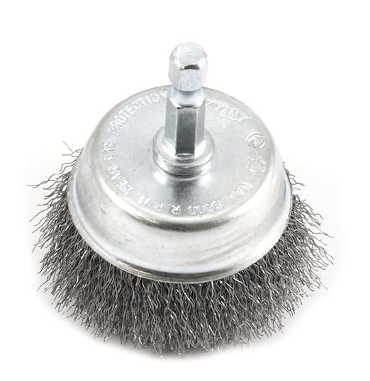 Forney 72730 Wire Cup Brush, Fine Crimped with 1/4-Inch Hex Shank, 2-Inch-by-.008-Inch